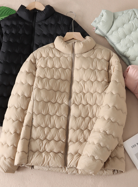 云感轻柔保暖立领棉服女显瘦波纹简约外穿棉衣外套棉袄内胆W1609