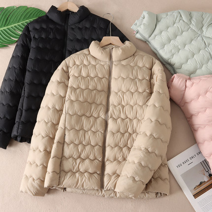 云感轻柔保暖立领棉服女显瘦波纹简约外穿棉衣外套棉袄内胆W1609