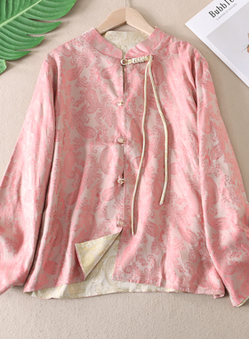 奢华贵气~流光溢彩双面穿新中式国风外套立领宽松设计感上衣 B96