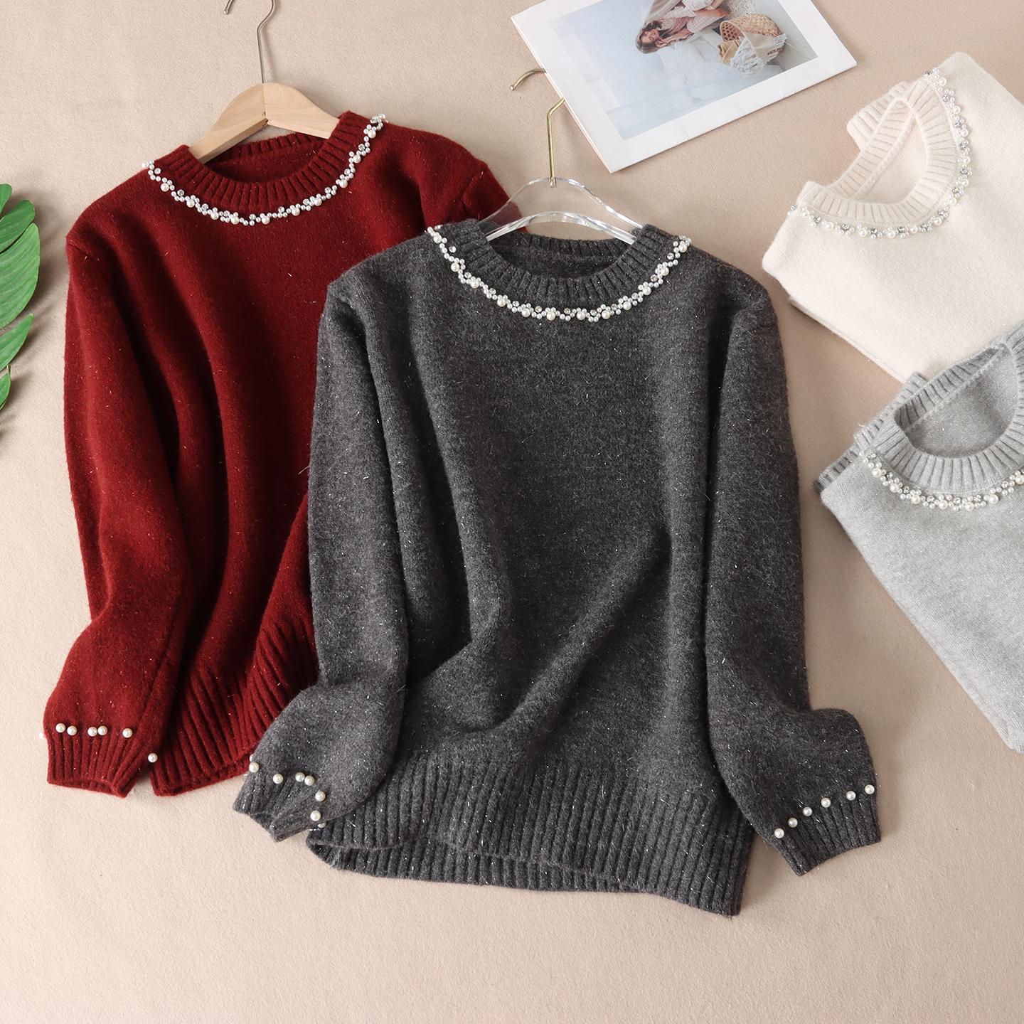 540克~自留重工钉住银丝线毛衣