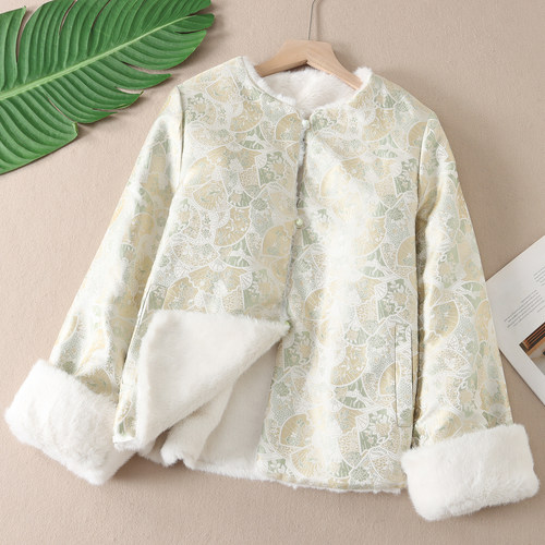 双面穿轻奢贵气宋锦提花皮草外套