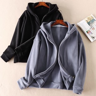 女WC3320 开衫 980克 双面奥粒绒加厚卫衣外套休闲连帽秋冬宽松韩版