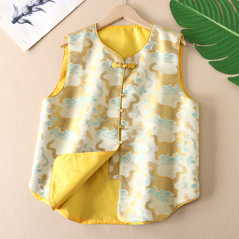 早秋金丝线盘扣新中式马甲