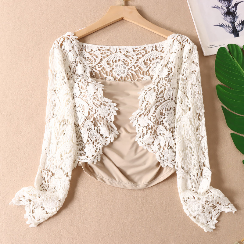外贸~温柔气质仙女风镂空纯棉线钩花蕾丝衫女短款披肩空调衫WD110,女装/女士精品,蕾丝衫/雪纺衫,淘宝优惠券,粉丝福利购,淘宝优惠卷