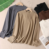 暖暖德绒自发热长袖 T恤女秋冬亲肤软糯保暖亮钻打底长袖 上衣W2104