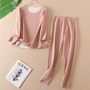 女羊毛秋衣 情侣款 双面德绒加厚保暖内衣套装 上身即暖 W29 自发热