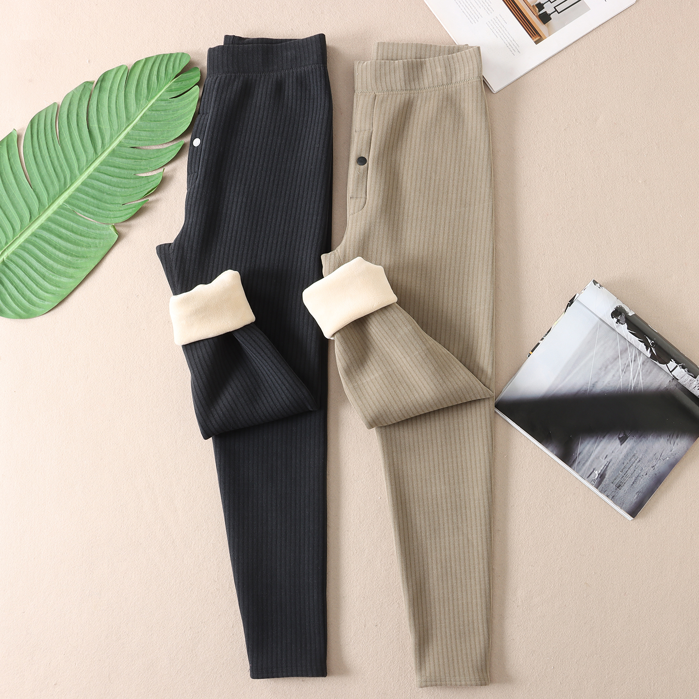 恒温发热零下加厚羊羔毛保暖裤男