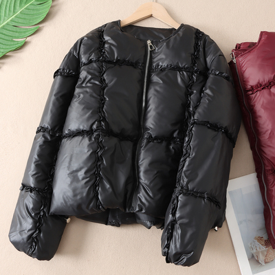 韩版洋气花边圆领面包服棉服外套