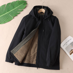 900克~轻软保暖加绒连帽棉服男士冬装日常休闲夹克外套棉衣W561