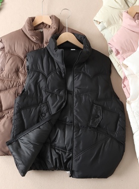 保暖显瘦轻盈立领无袖马甲女秋冬韩版洋气绗棉百搭坎肩背心 B628