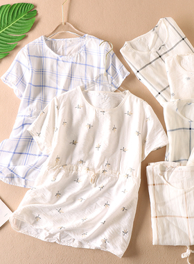 清爽简约 显瘦百搭夏白色圆领印花短袖T恤女系带显瘦遮肚上衣 A72