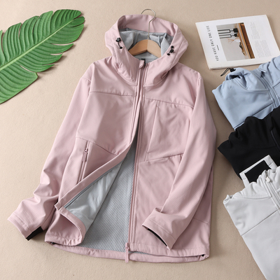 秋冬户外加厚连帽软壳冲锋衣外套