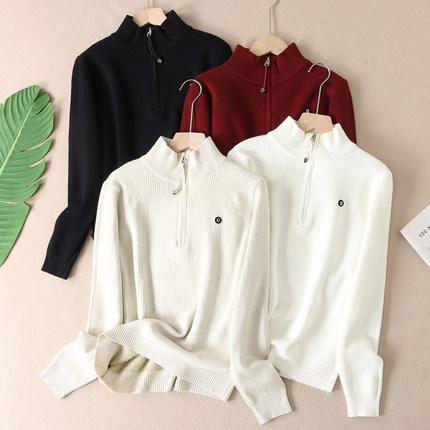 440克加厚一体绒保暖半高领长袖针织衫女冬设计感洋气套头毛衣486