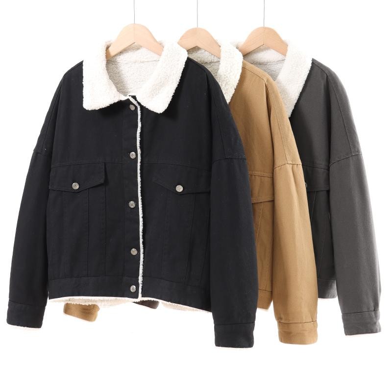 加厚绒水洗棉工装大口袋外套棉衣