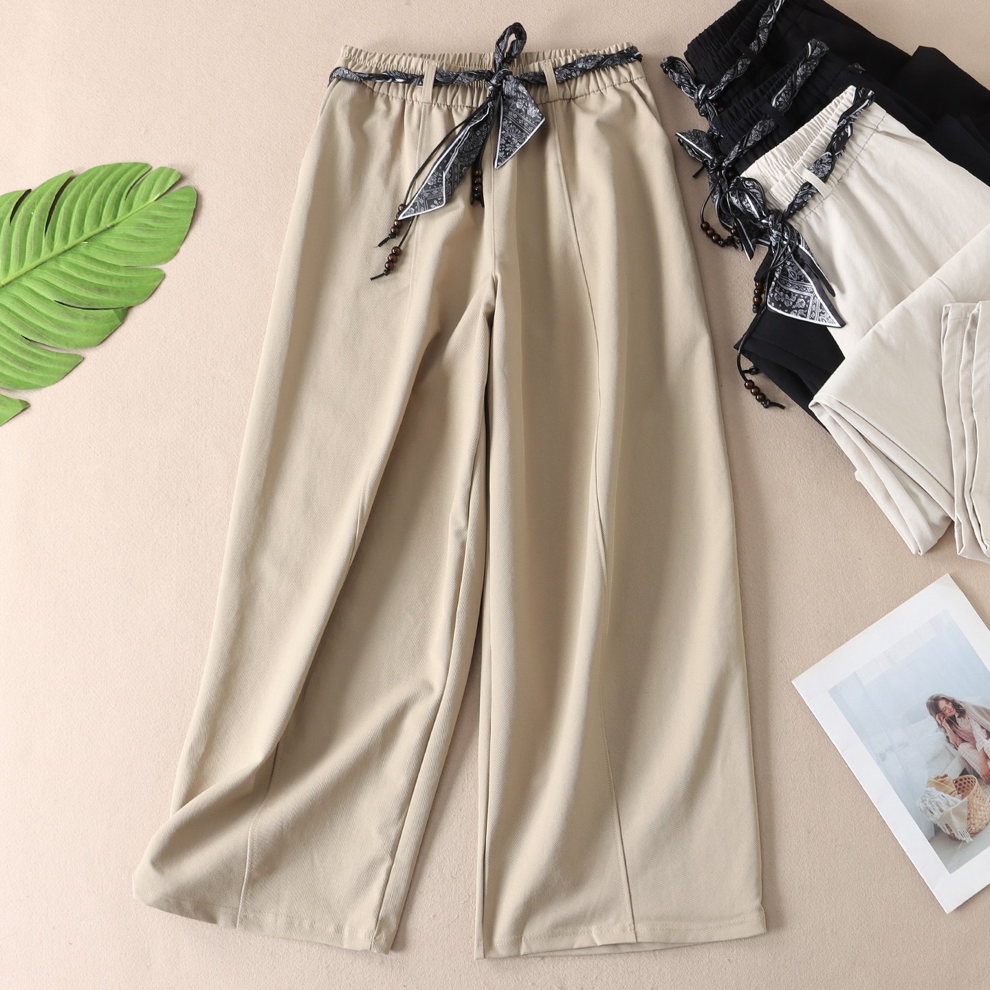 配腰带~年轻款松弛慵懒风宽松阔腿裤女秋新高腰弯刀休闲长裤W3028,女装/女士精品,休闲裤,淘宝优惠券,粉丝福利购,淘宝优惠卷