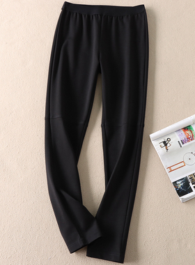 显瘦百搭春秋弹力松紧黑色铅笔裤女中腰修身打底九分裤子 A740