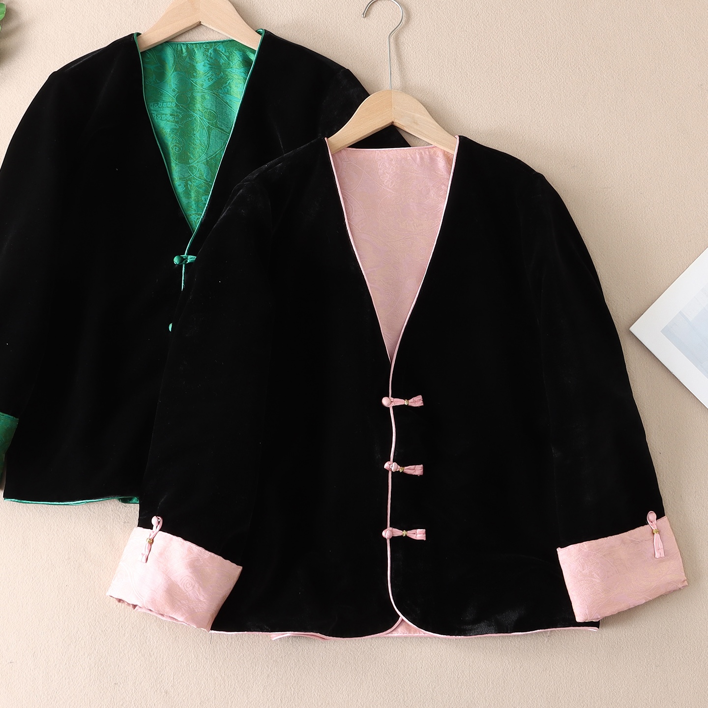 双面穿贵气丝绒新中式国风外套