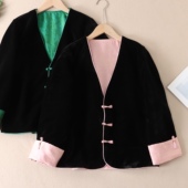 贵气丝绒新中式 国风外套女2025秋季 花萝鎏金长袖 双面穿 上衣 W451