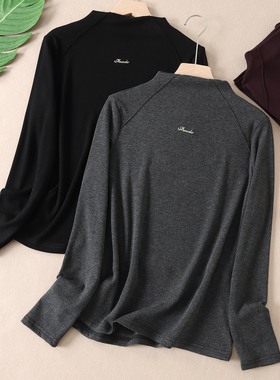 天丝针织秋冬保暖拉绒t恤女冬时尚百搭半高领修身打底衫上衣 F335