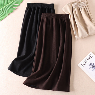 木绒棉高腰A字显瘦裙子 加绒半身裙女冬装 G96 简约气质中长款 韩版