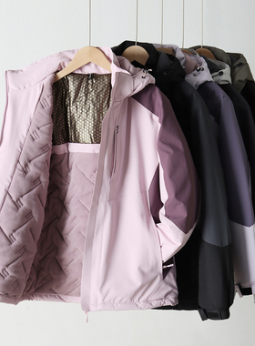 900克~发热绒加厚保暖户外冲锋衣男女同款连帽休闲冬装棉服W3364