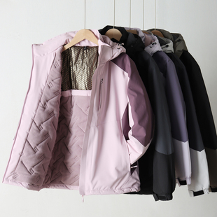 棉服W3364 连帽休闲冬装 900克 发热绒加厚保暖户外冲锋衣男女同款