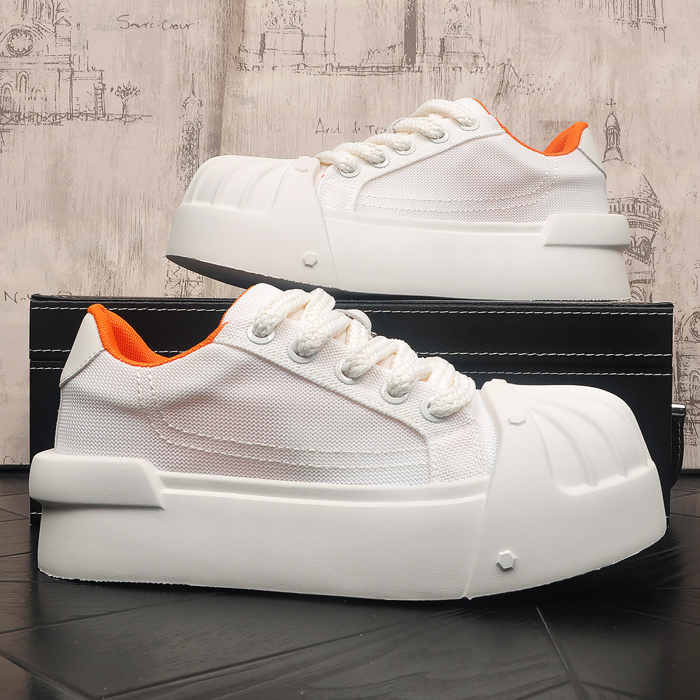 2026夏季新款贝壳头板鞋男款单网透气白色学生厚底增高运动休闲鞋