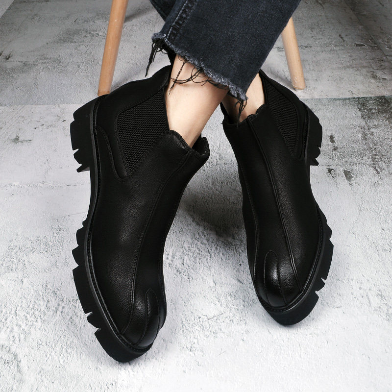 青春潮流时尚切尔西靴子男士尖头皮靴马丁靴男秋冬保暖男高帮皮鞋,流行男鞋,马丁靴,淘宝优惠券,粉丝福利购,淘宝优惠卷