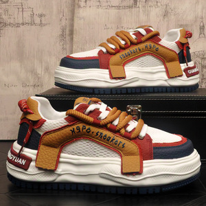 男鞋网面欧洲站时尚夏季透气板鞋原创小众超火拼色运动休闲鞋潮鞋