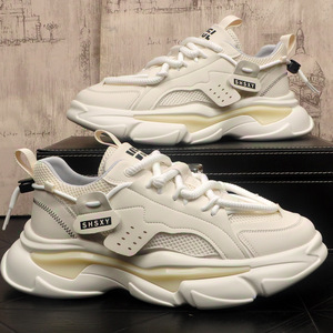 新款男士运动小白鞋爆款夏季网面透气学生超火厚底运动休闲老爹鞋