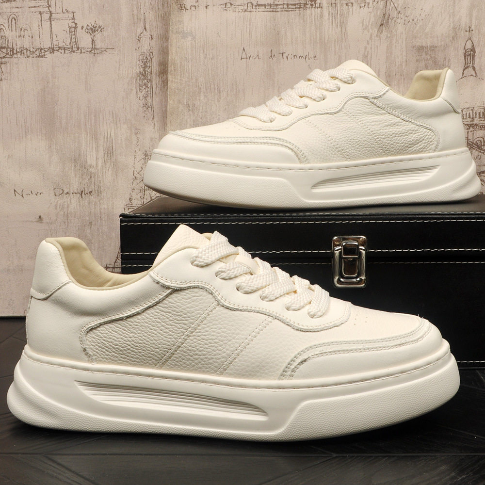 头层牛皮小白鞋男士纯色简约百搭真皮板鞋舒适学生青年运动休闲鞋,流行男鞋,休闲板鞋,淘宝优惠券,粉丝福利购,淘宝优惠卷