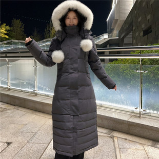 枫叶经典5级抗寒大剪刀羽绒服女加厚保暖户外防风过膝长款鹅绒服