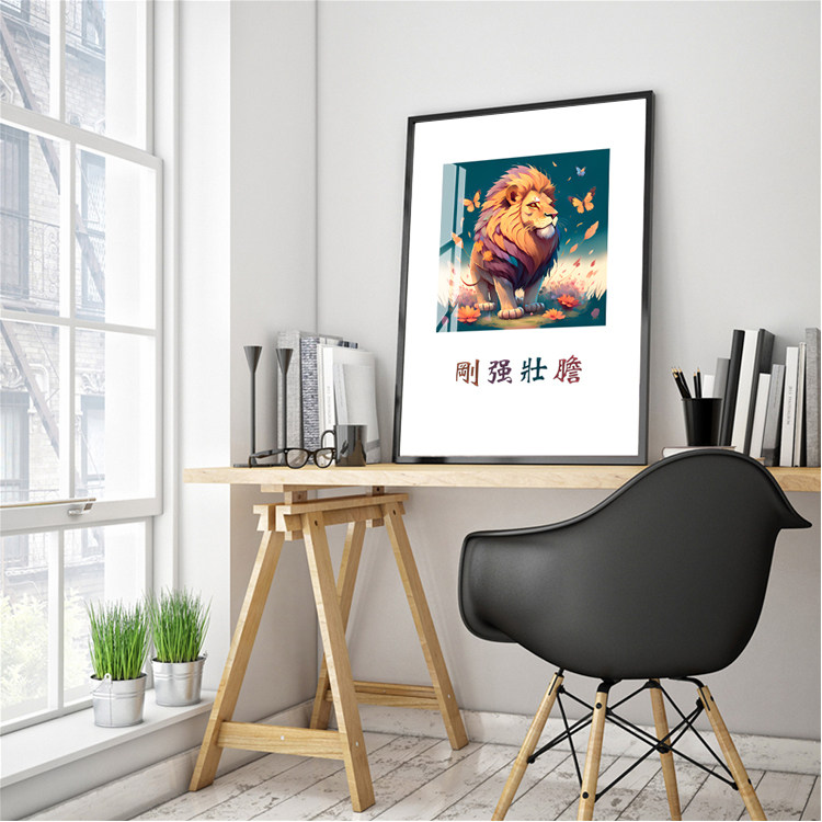 刚强壮胆挂画装饰画晶瓷画装饰画客厅挂画现代卧室金属框画壁画