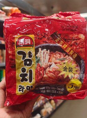 香港代购进口方面便韩国 MYUNG DONG明洞泡菜拉面120gx5包装速食