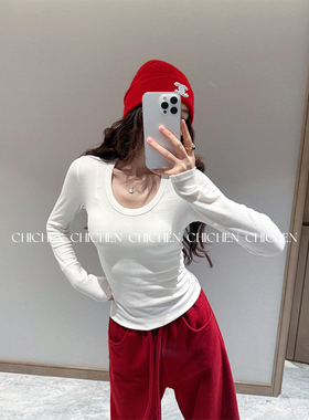 CHICHEN-羊毛蛋勺领 --内搭显瘦王 贴身巨舒服 弹力打底上衣