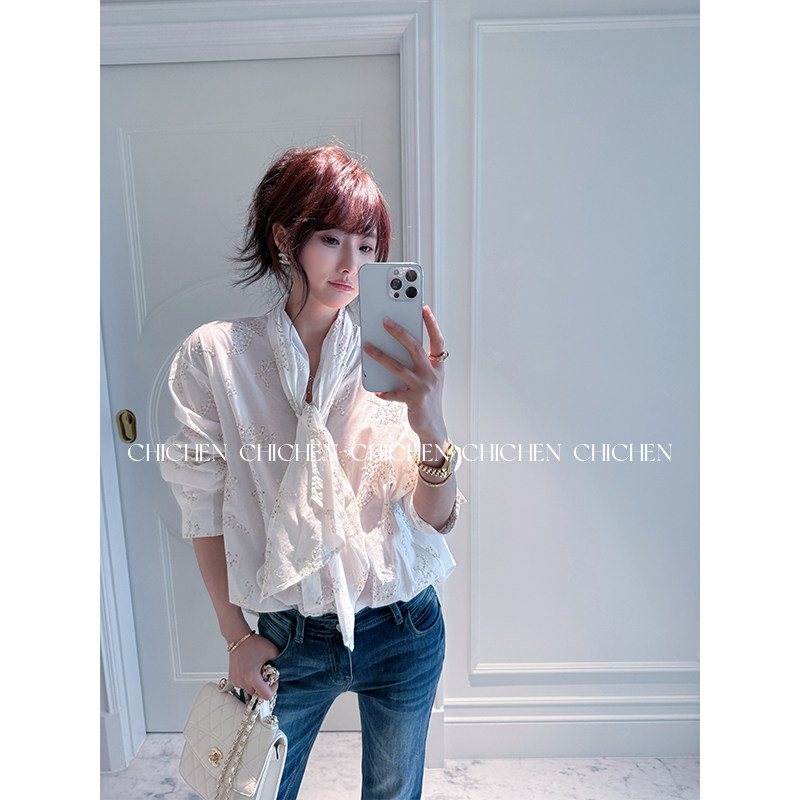 CHICHEN-珠片刺绣气质感长袖衬衫,女装/女士精品,衬衫,淘宝优惠券,粉丝福利购,淘宝优惠卷