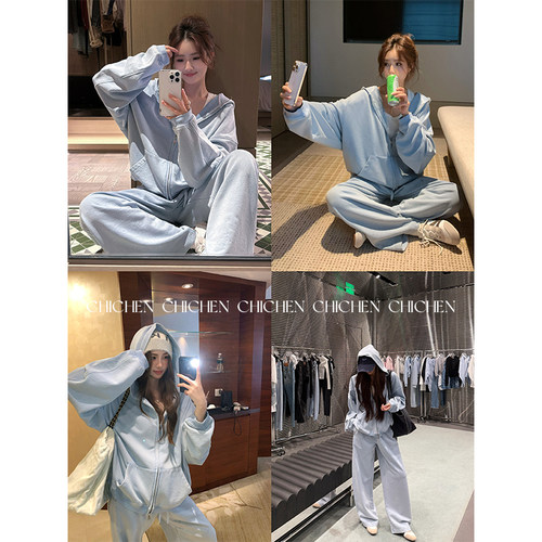 CHICHEN-私服长期主义定制人造水晶烫钻重磅高克重卫衣套装