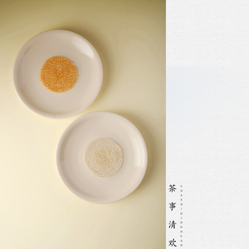 银丝养壶垫铜丝镀金垫杯垫手工钩编999足银紫砂壶垫金色隔热垫