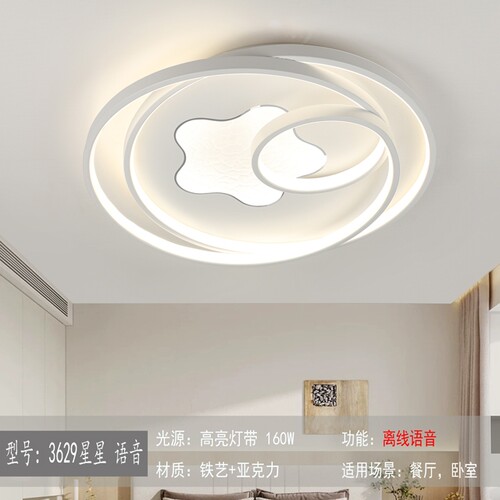 圆形星星卧室书房吸顶灯语音声控