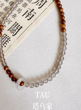 尘世间-天然库克菩提灰玛瑙双圈手链手作盘玩新中式古风手串清冷