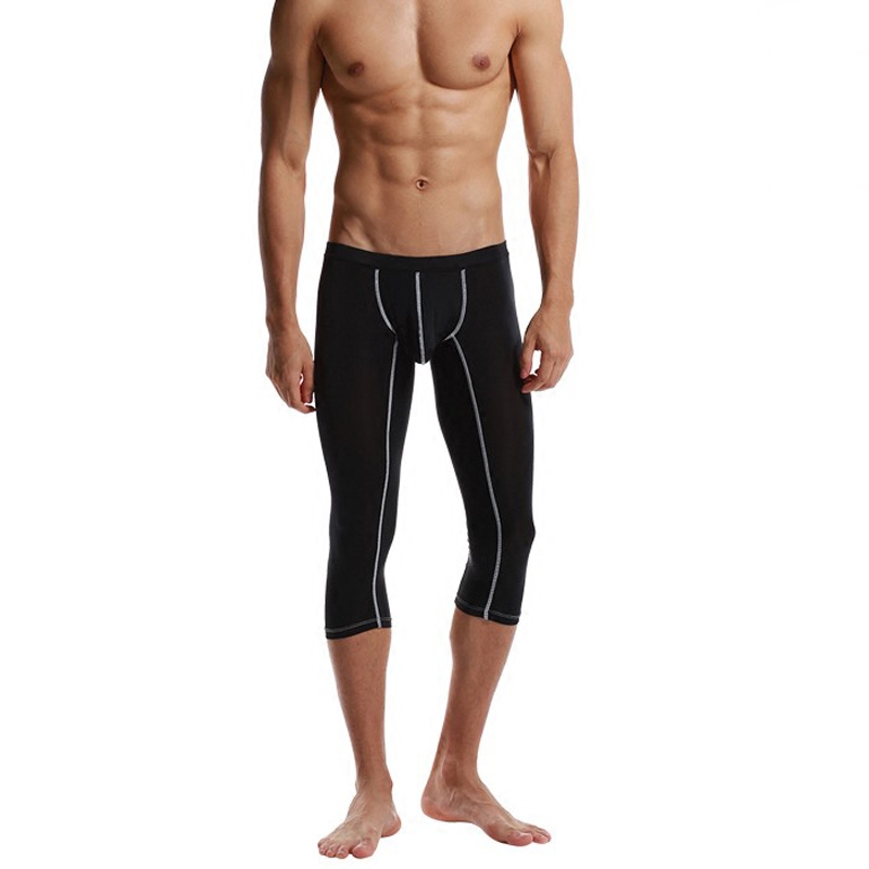 男士纯棉紧身七分裤保暖秋裤春季