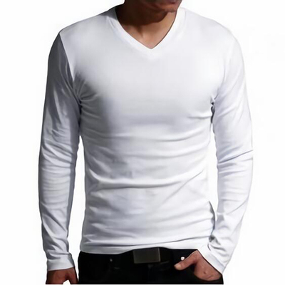 定制春季韩版修身V领长袖青年