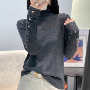 2025秋冬新款洋气超好看别致堆堆领超细羊毛针织衫时尚女人味上衣