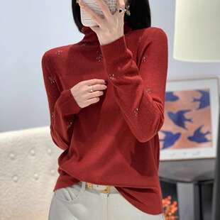 2025秋冬新款洋气超好看别致堆堆领超细羊毛针织衫时尚女人味上衣