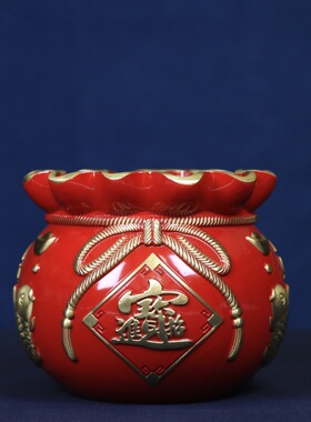 纯铜钱袋福袋聚宝盆富贵有余铜工艺摆件中式铜制品客厅家居摆设