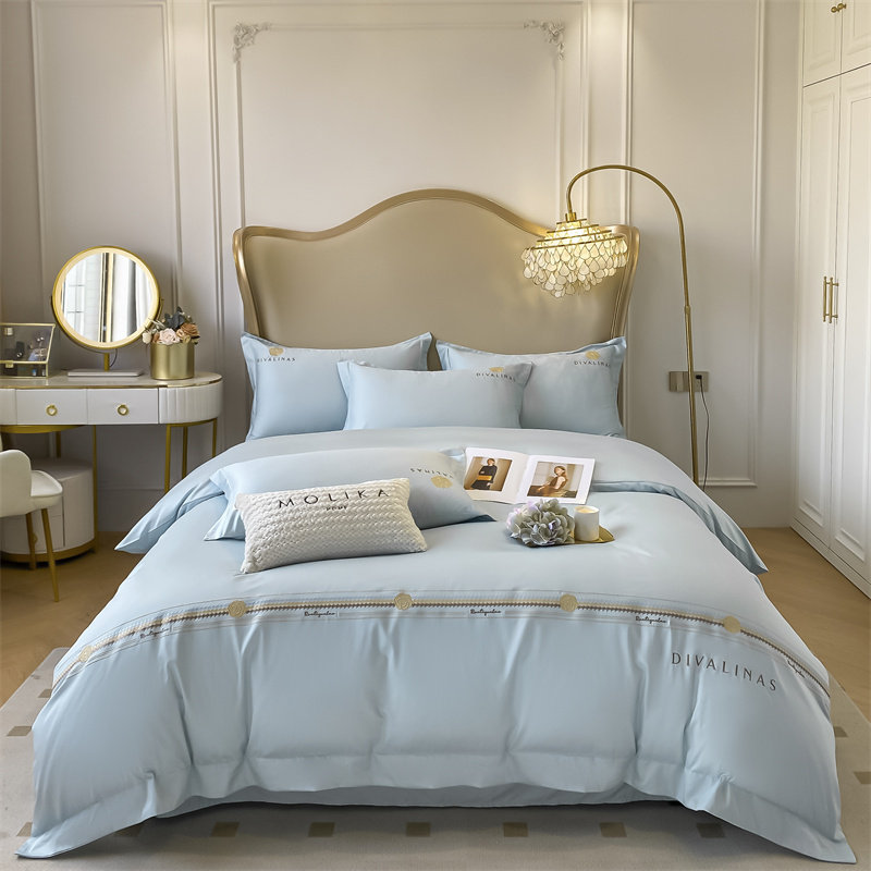 雅鹿家纺纯棉四件套60支长绒棉全棉床单被套枕套双人欧式简约床上