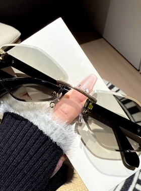 新款墨镜女夏季时尚穿搭防紫外线遮阳太阳镜男个性无框太阳眼镜潮