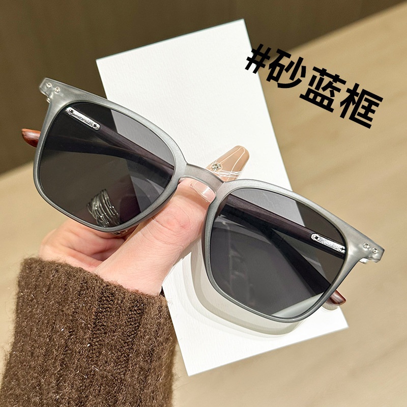 新款日系木纹腿太阳眼镜女素颜遮阳防晒太阳镜男潮流复古方框墨镜