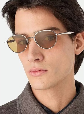 新款欧美女款金属小框墨镜椭圆感太阳镜复古男飞行员太阳眼镜