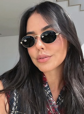 小框金属椭圆框墨镜女感时尚复古防紫外线眼镜跨境太阳镜男士